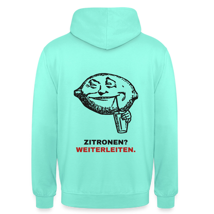 "Zitronen? Weiterleiten." Motiv-Hoodie unisex, Farbe Mint