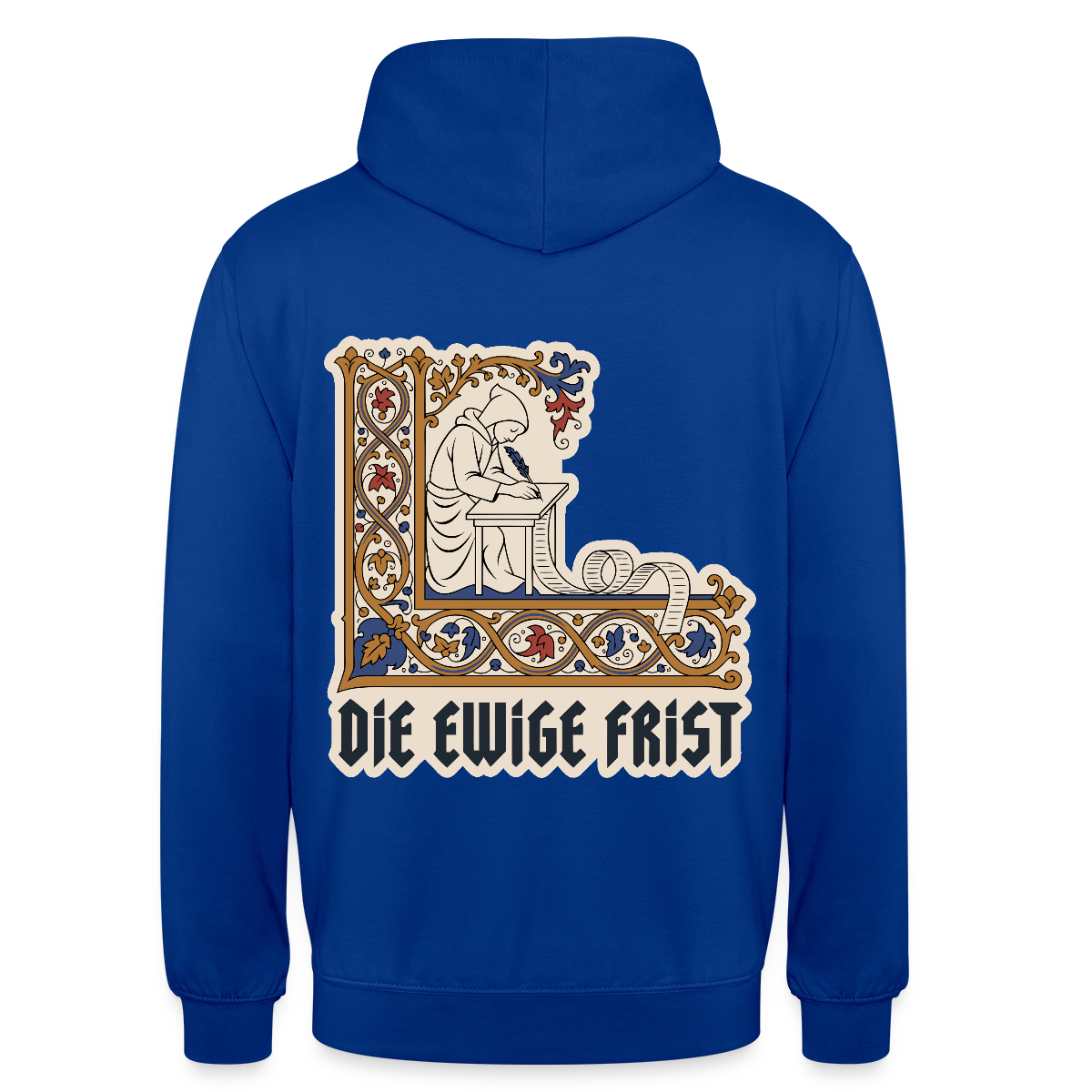 "Die ewige Frist. Buchmalerei-Motiv" Motiv-Hoodie unisex, Farbe Royalblau