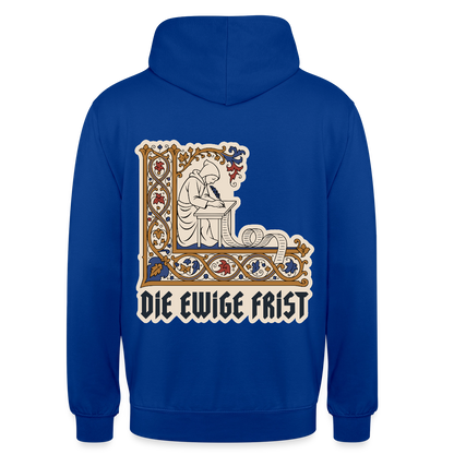 "Die ewige Frist. Buchmalerei-Motiv" Motiv-Hoodie unisex, Farbe Royalblau