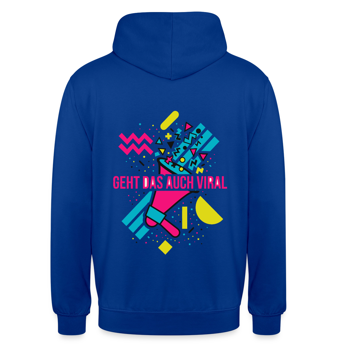 Geht das auch viral? Memphis-Motiv Motiv-Hoodie unisex, Farbe Royalblau
