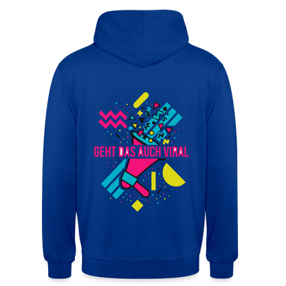 Geht das auch viral? Memphis-Motiv Motiv-Hoodie unisex, Farbe Royalblau