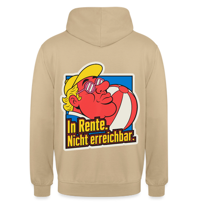 "In Rente. Nicht erreichbar. Popart-Motiv" Motiv-Hoodie unisex, Farbe Beige