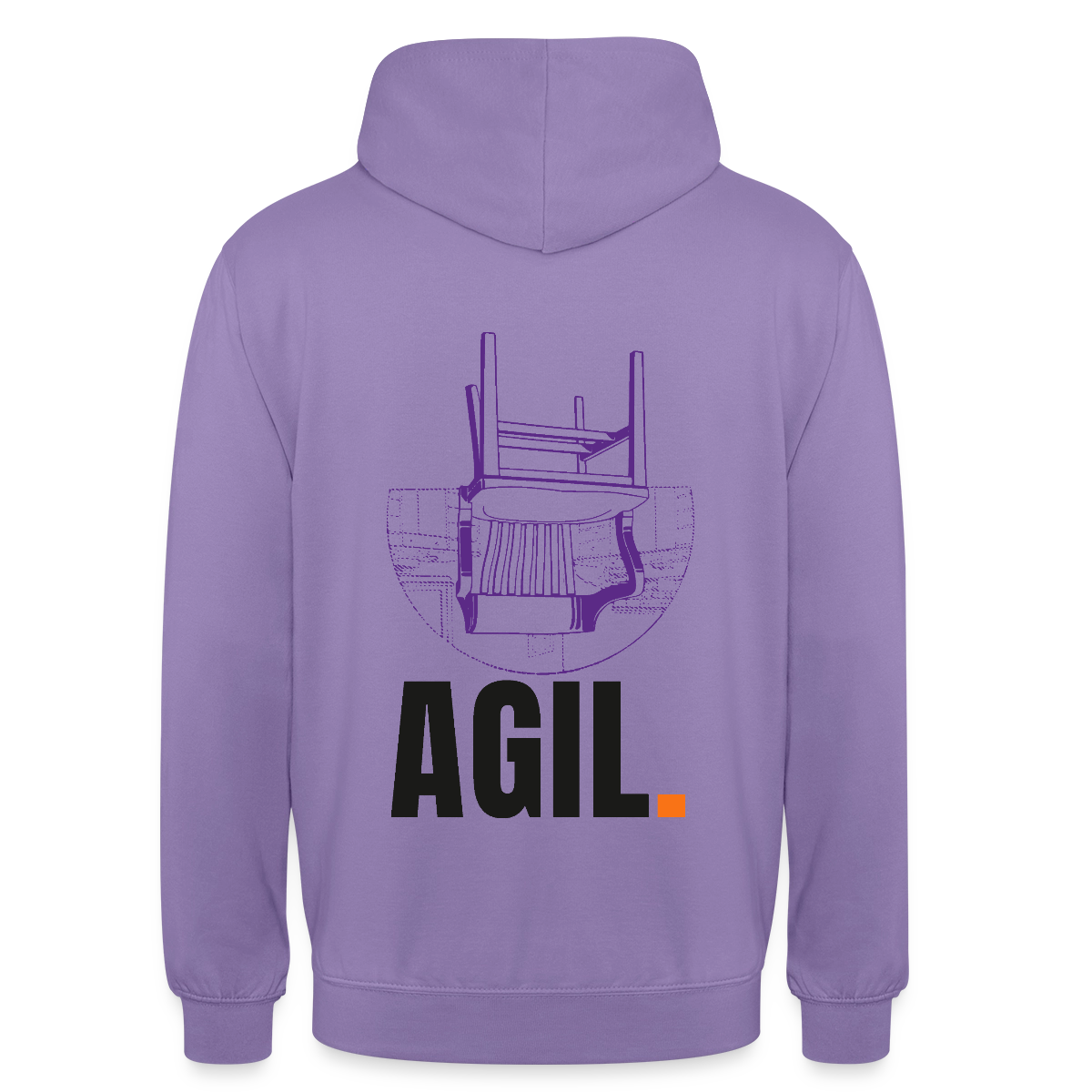 "Agil." Motiv-Hoodie unisex, Farbe Lavendel