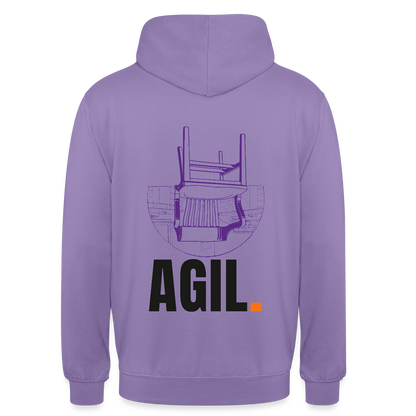 "Agil." Motiv-Hoodie unisex, Farbe Lavendel