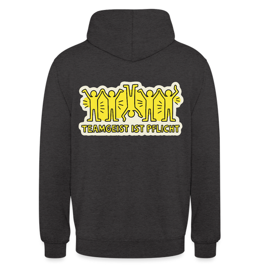Teamgeist ist Pflicht. Pop-Art-Motiv Motiv-Hoodie unisex, Farbe Anthrazit