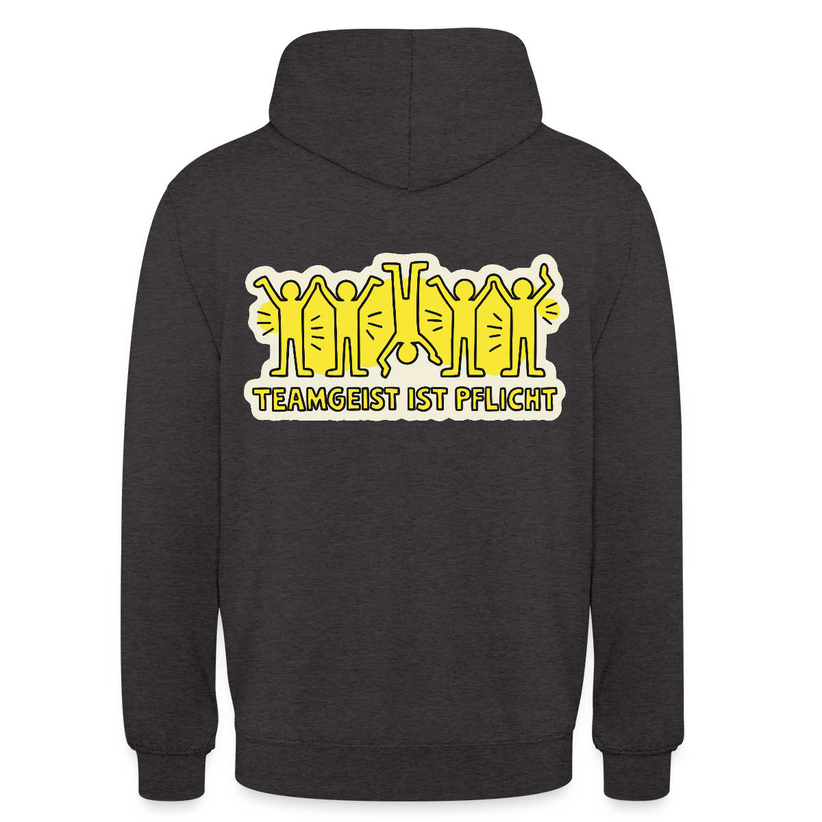 Teamgeist ist Pflicht. Pop-Art-Motiv Motiv-Hoodie unisex, Farbe Anthrazit