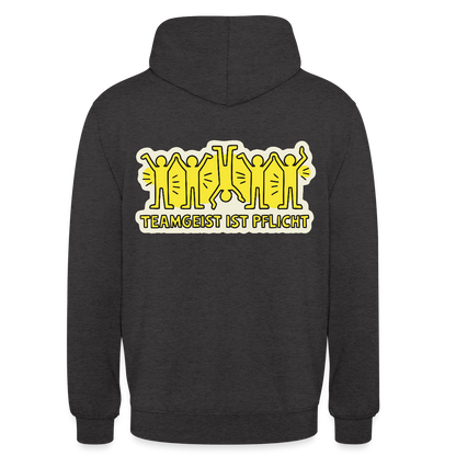 Teamgeist ist Pflicht. Pop-Art-Motiv Motiv-Hoodie unisex, Farbe Anthrazit