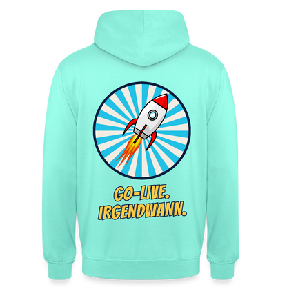 Go-Live. Irgendwann. Comic-Motiv Motiv-Hoodie unisex, Farbe Mint