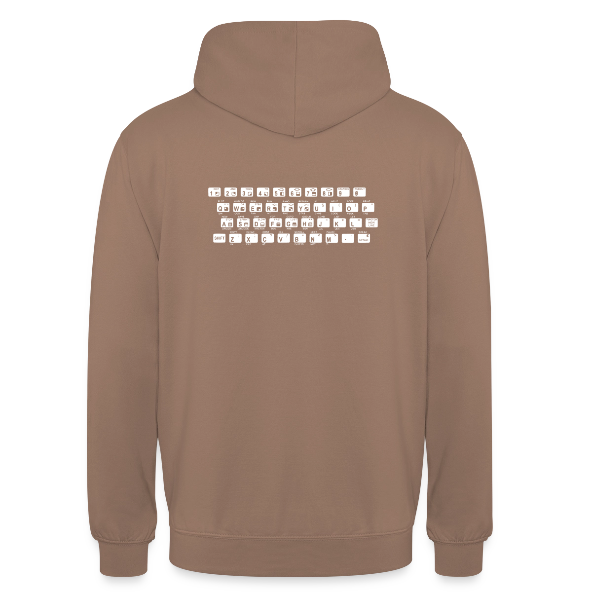 48K ZX Spectrum Motiv-Hoodie unisex, Farbe Mokka