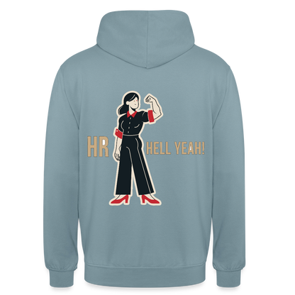 HR. Hell yeah! Motiv-Hoodie unisex, Farbe Nebelblau