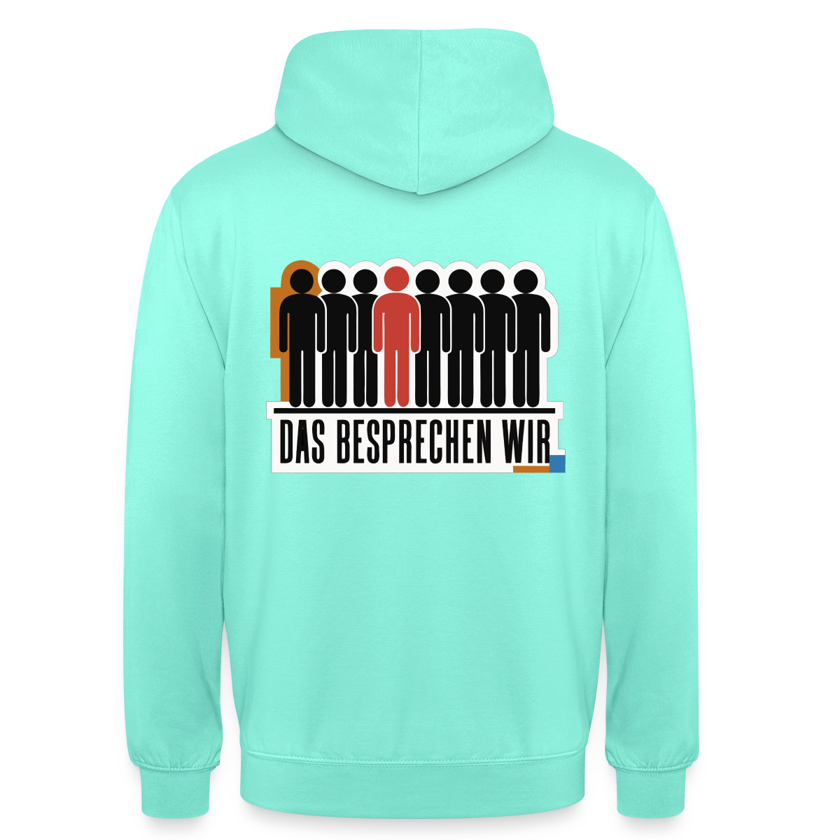 "Das besprechen wir. Isotype-Motiv" Motiv-Hoodie unisex, Farbe Mint
