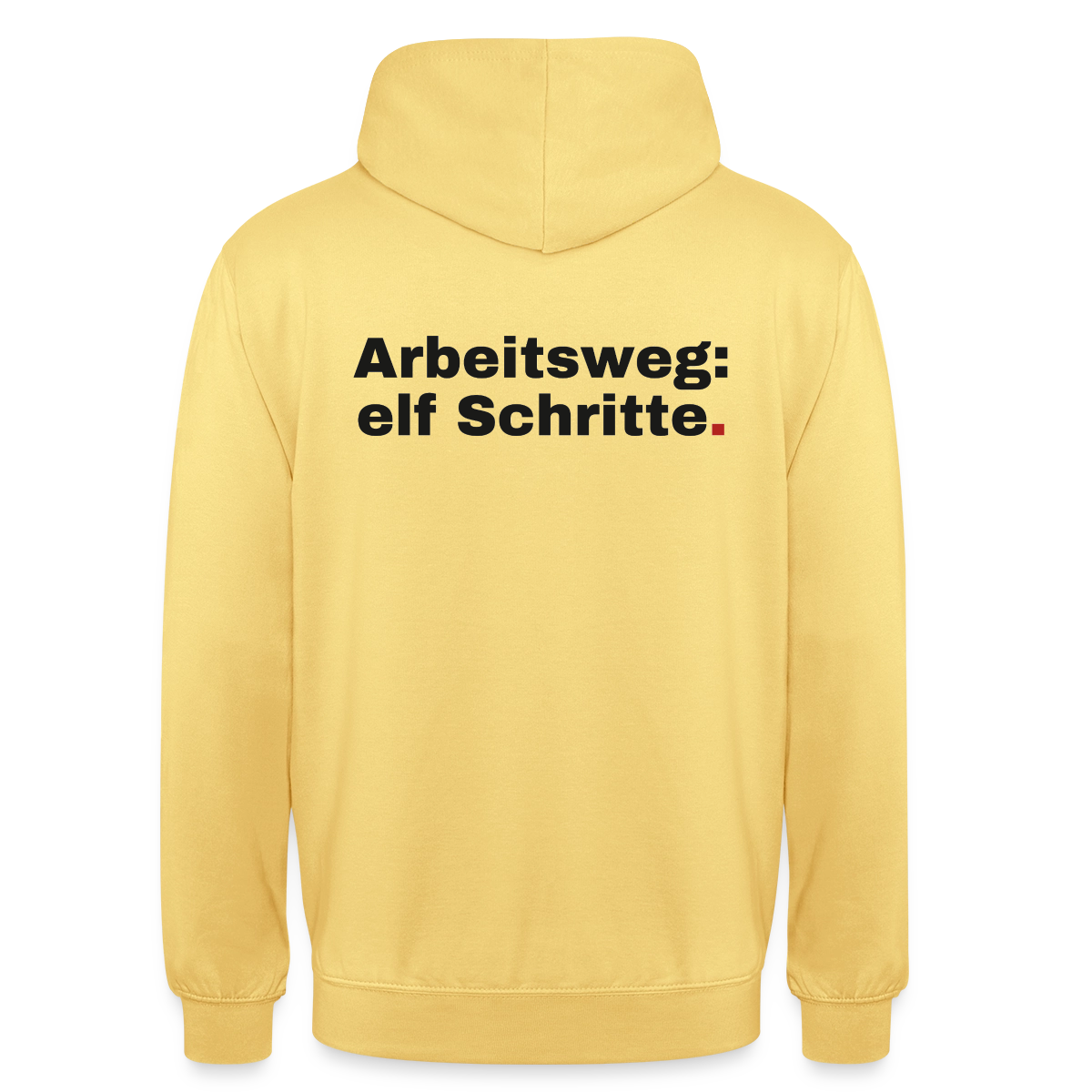 Arbeitsweg: elf Schritte Motiv-Hoodie unisex, Farbe Zitronengelb