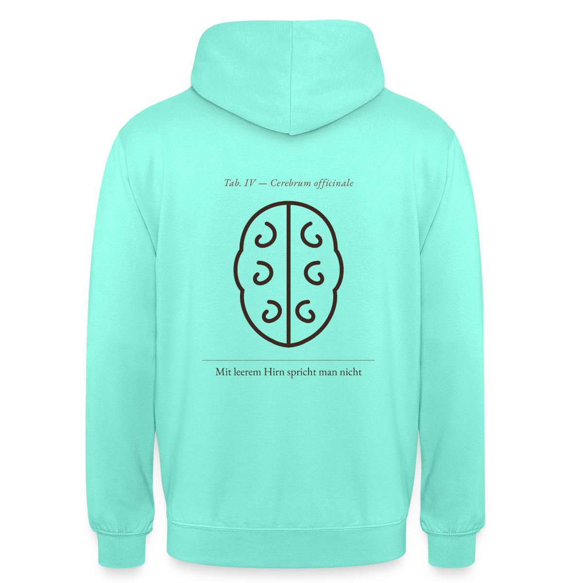 Mit leerem Hirn spricht man nicht. Lehrtafel-Motiv Motiv-Hoodie unisex, Farbe Mint