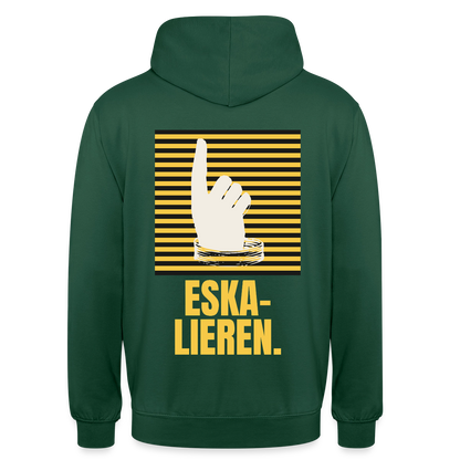 "Eskalieren." Motiv-Hoodie unisex, Farbe Flaschengrün
