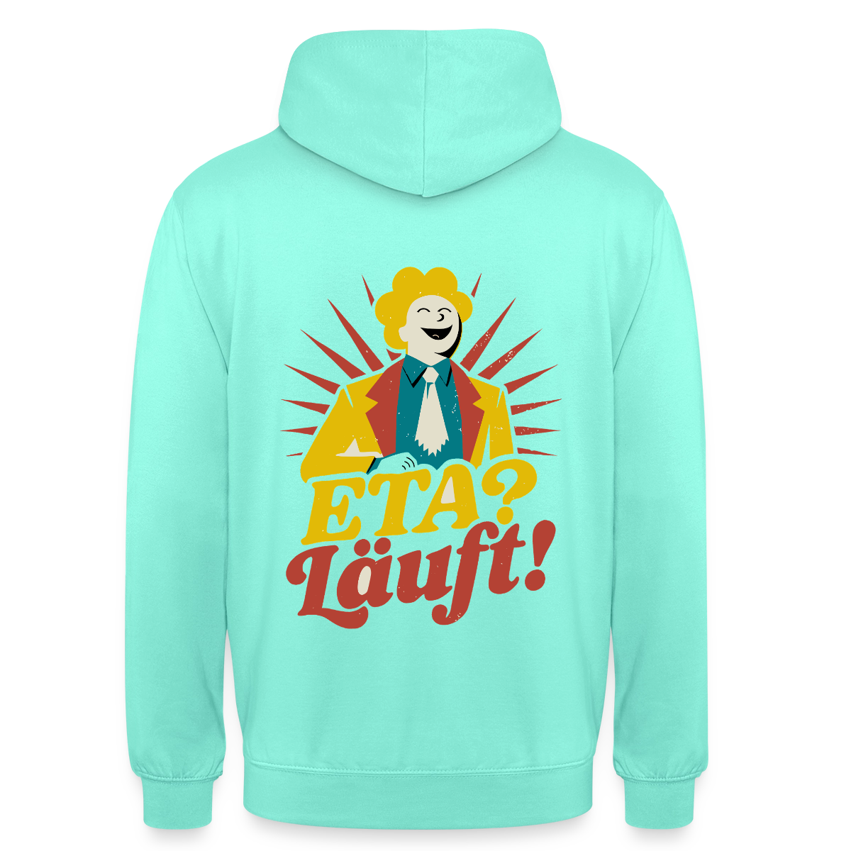 "ETA? Läuft! Midcentury-Motiv" Motiv-Hoodie unisex, Farbe Mint