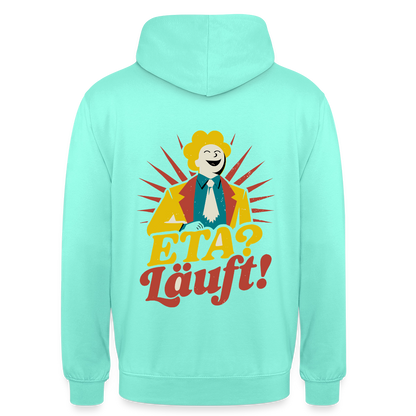 "ETA? Läuft! Midcentury-Motiv" Motiv-Hoodie unisex, Farbe Mint