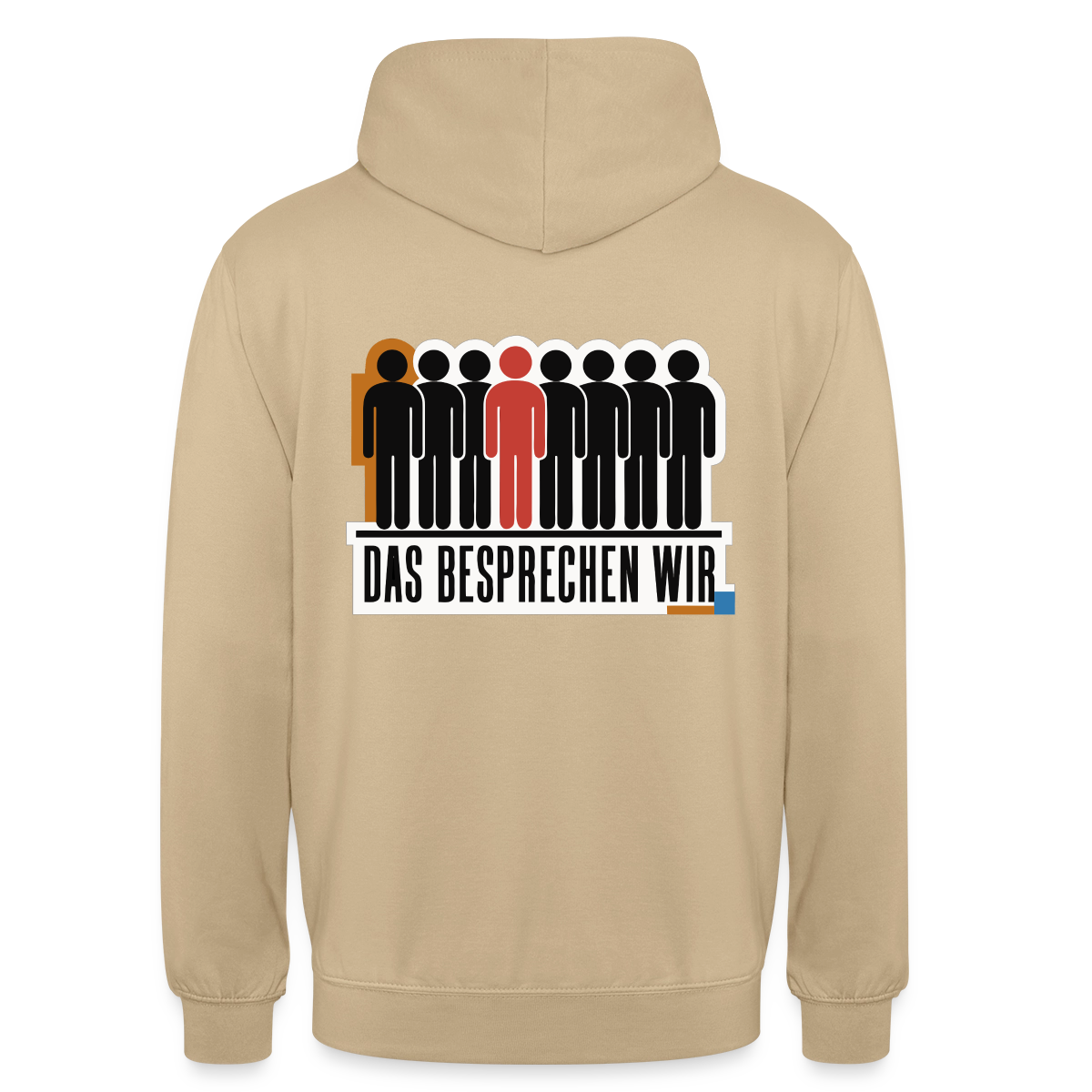 "Das besprechen wir. Isotype-Motiv" Motiv-Hoodie unisex, Farbe Beige