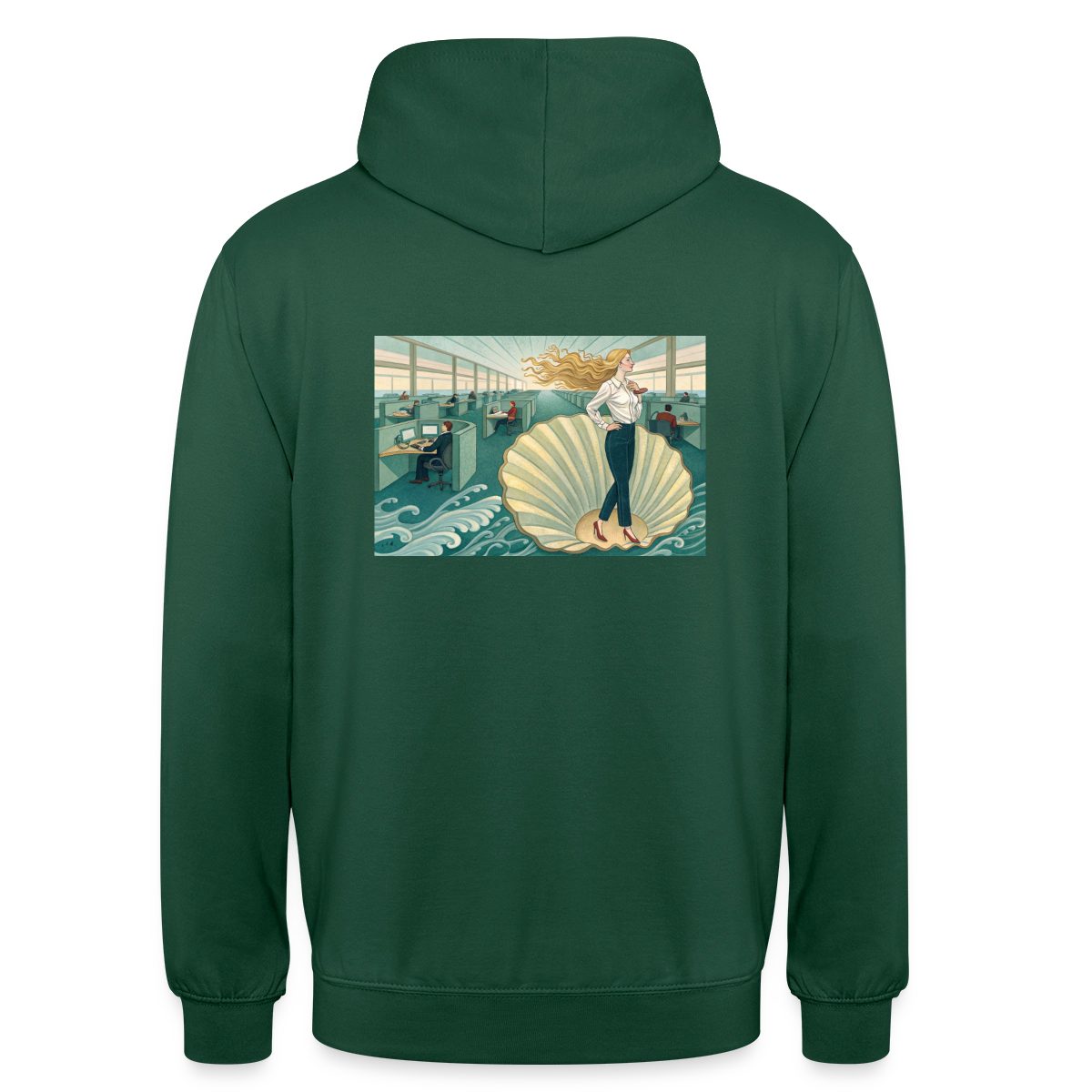 Die Chefin. Renaissance-Motiv Motiv-Hoodie unisex, Farbe Flaschengrün