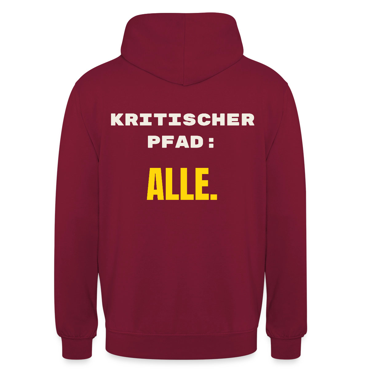 Kritischer Pfad: alle. Motiv-Hoodie unisex, Farbe Bordeaux