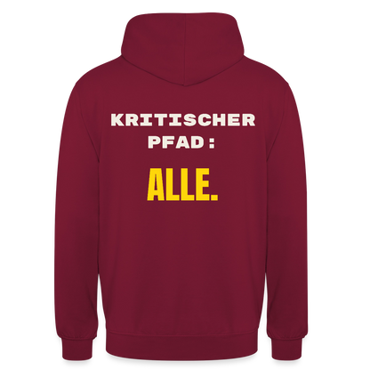 Kritischer Pfad: alle. Motiv-Hoodie unisex, Farbe Bordeaux