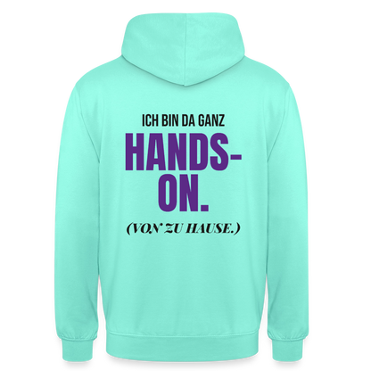 Hands-on von zu Hause Motiv-Hoodie unisex, Farbe Mint