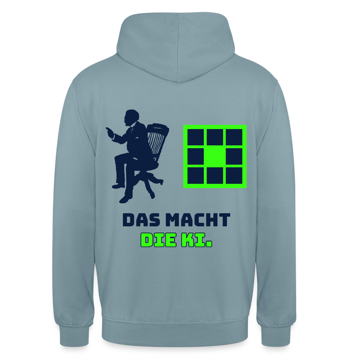 Das macht die KI. Motiv-Hoodie unisex, Farbe Nebelblau