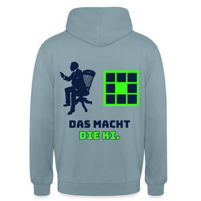Das macht die KI. Motiv-Hoodie unisex, Farbe Nebelblau
