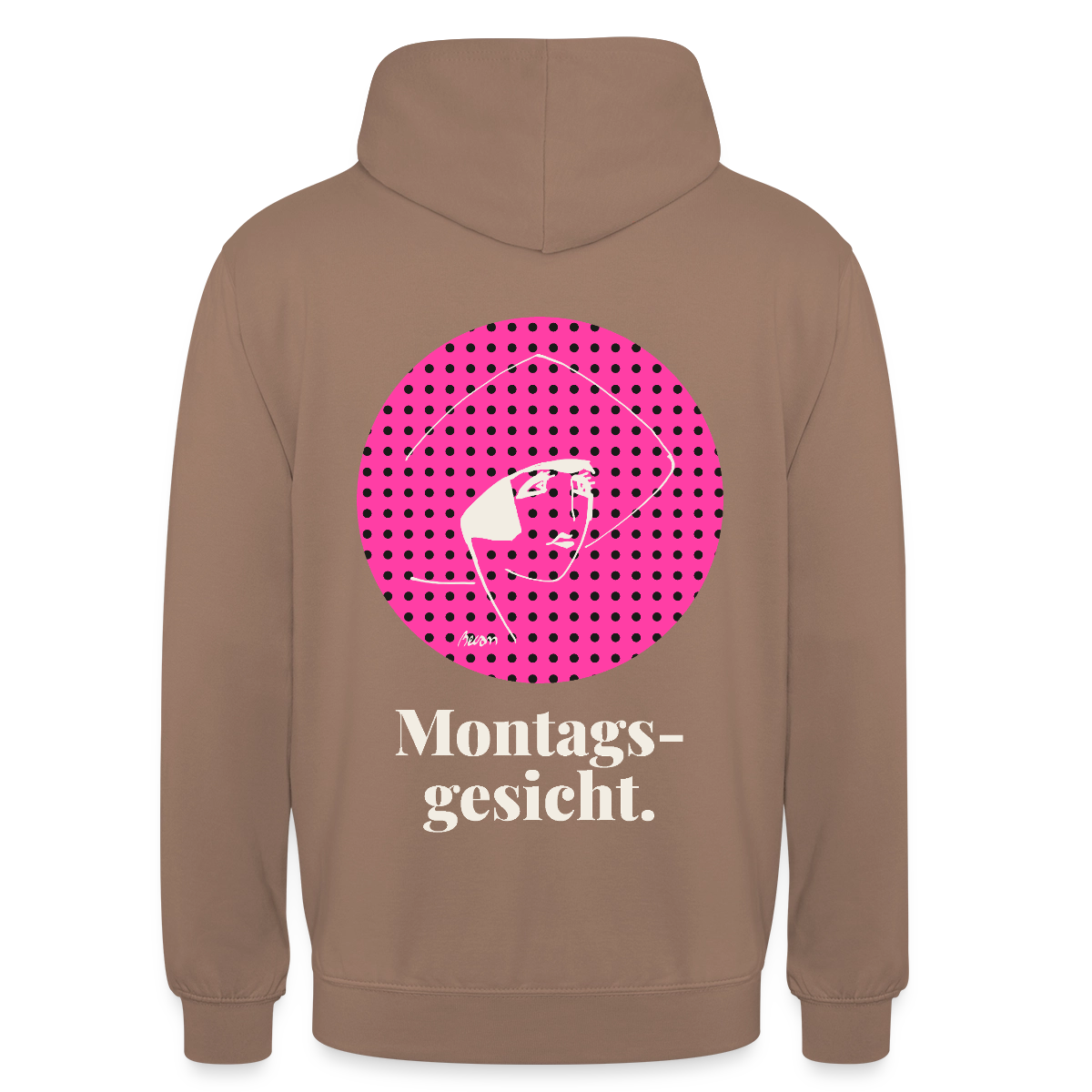 "Montagsgesicht. Art-déco-Motiv" Motiv-Hoodie unisex, Farbe Mokka