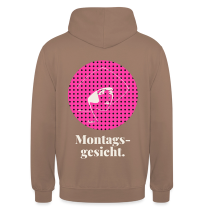 "Montagsgesicht. Art-déco-Motiv" Motiv-Hoodie unisex, Farbe Mokka
