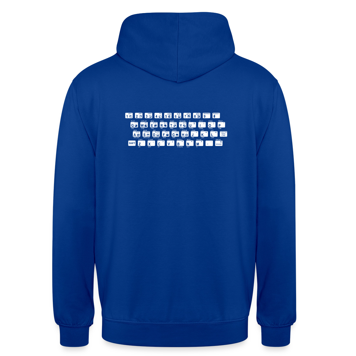 48K ZX Spectrum Motiv-Hoodie unisex, Farbe Royalblau