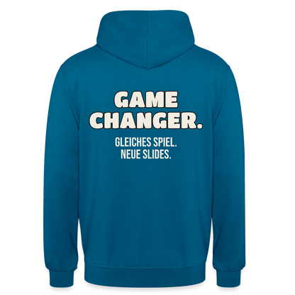 Game Changer. Gleiches Spiel. Neue Slides. Motiv-Hoodie unisex, Farbe Tiefseeblau