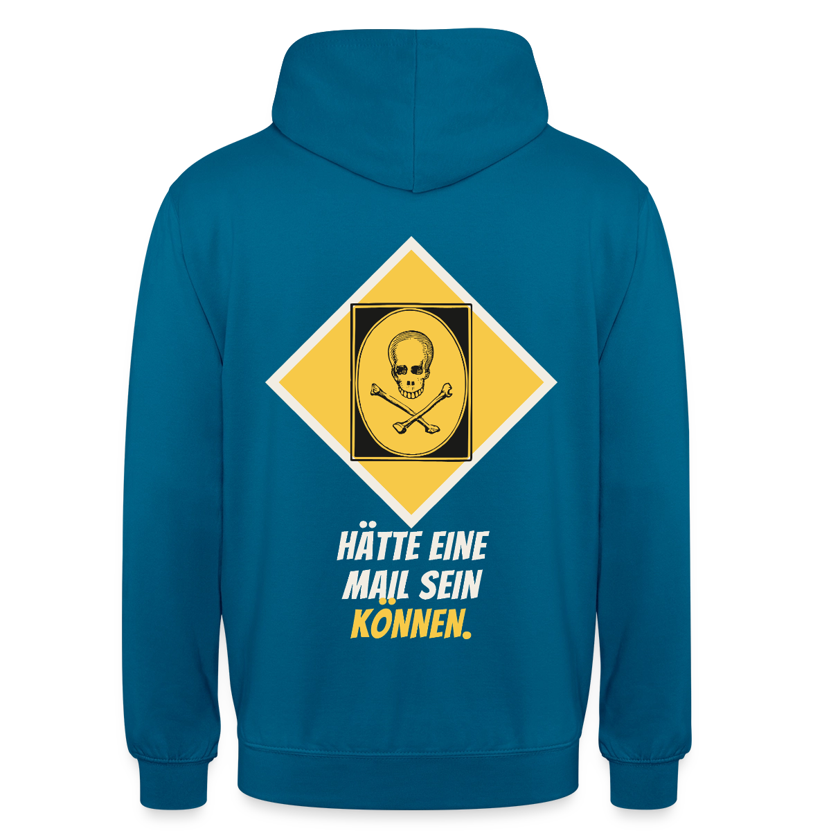 Hätte eine Mail sein können. Gefahrzeichen-Motiv Motiv-Hoodie unisex, Farbe Tiefseeblau