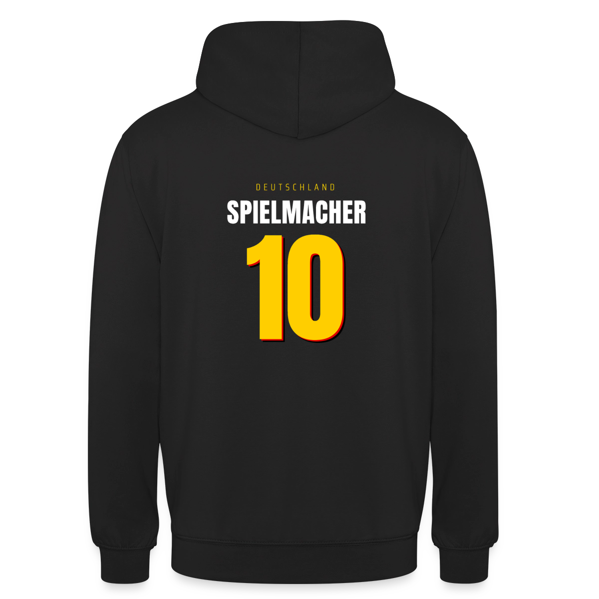 Spielmacher. Trikotnummer-Motiv Motiv-Hoodie unisex, Farbe Schwarz