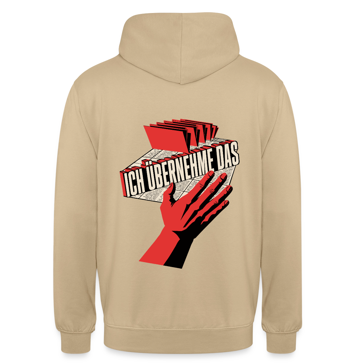 Ich übernehme das. Konstruktivismus-Motiv Motiv-Hoodie unisex, Farbe Beige