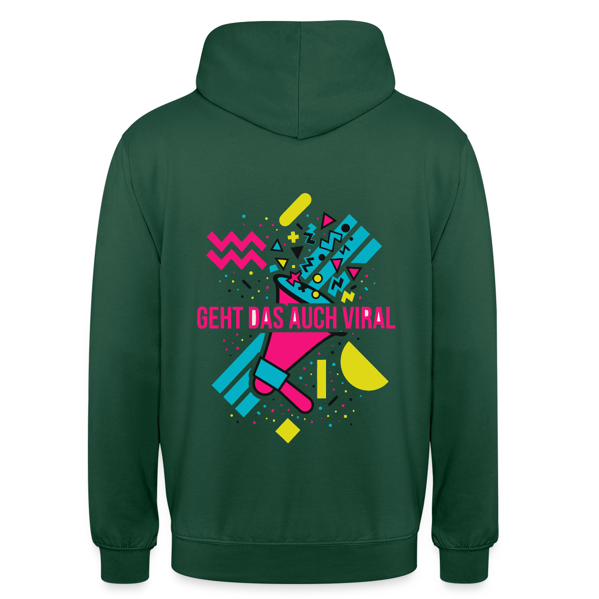 Geht das auch viral? Memphis-Motiv Motiv-Hoodie unisex, Farbe Flaschengrün