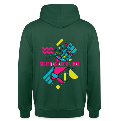 Geht das auch viral? Memphis-Motiv Motiv-Hoodie unisex, Farbe Flaschengrün