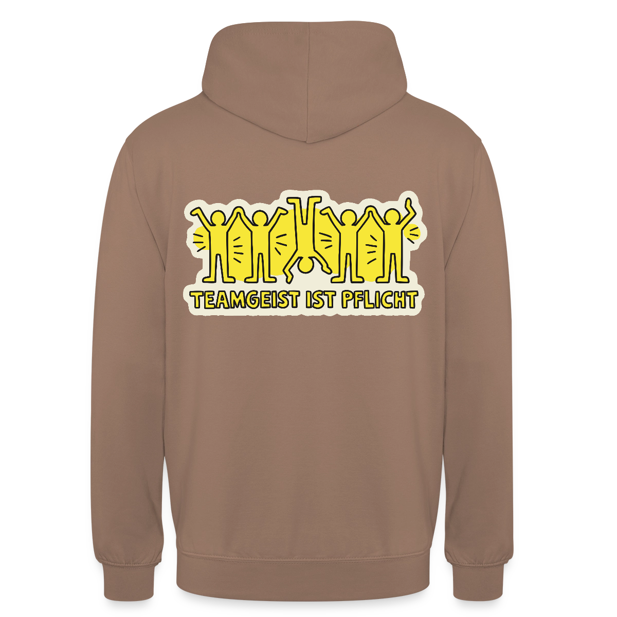 Teamgeist ist Pflicht. Pop-Art-Motiv Motiv-Hoodie unisex, Farbe Mokka