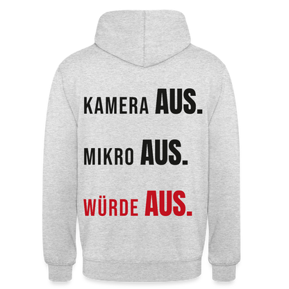 Kamera aus, Würde aus Motiv-Hoodie unisex, Farbe Hellgrau meliert