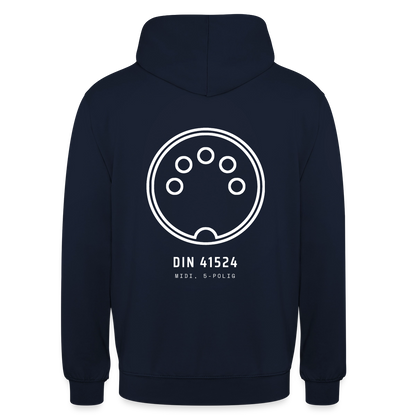 "DIN 41524, MIDI 5-polig" Motiv-Hoodie unisex, Farbe Navy