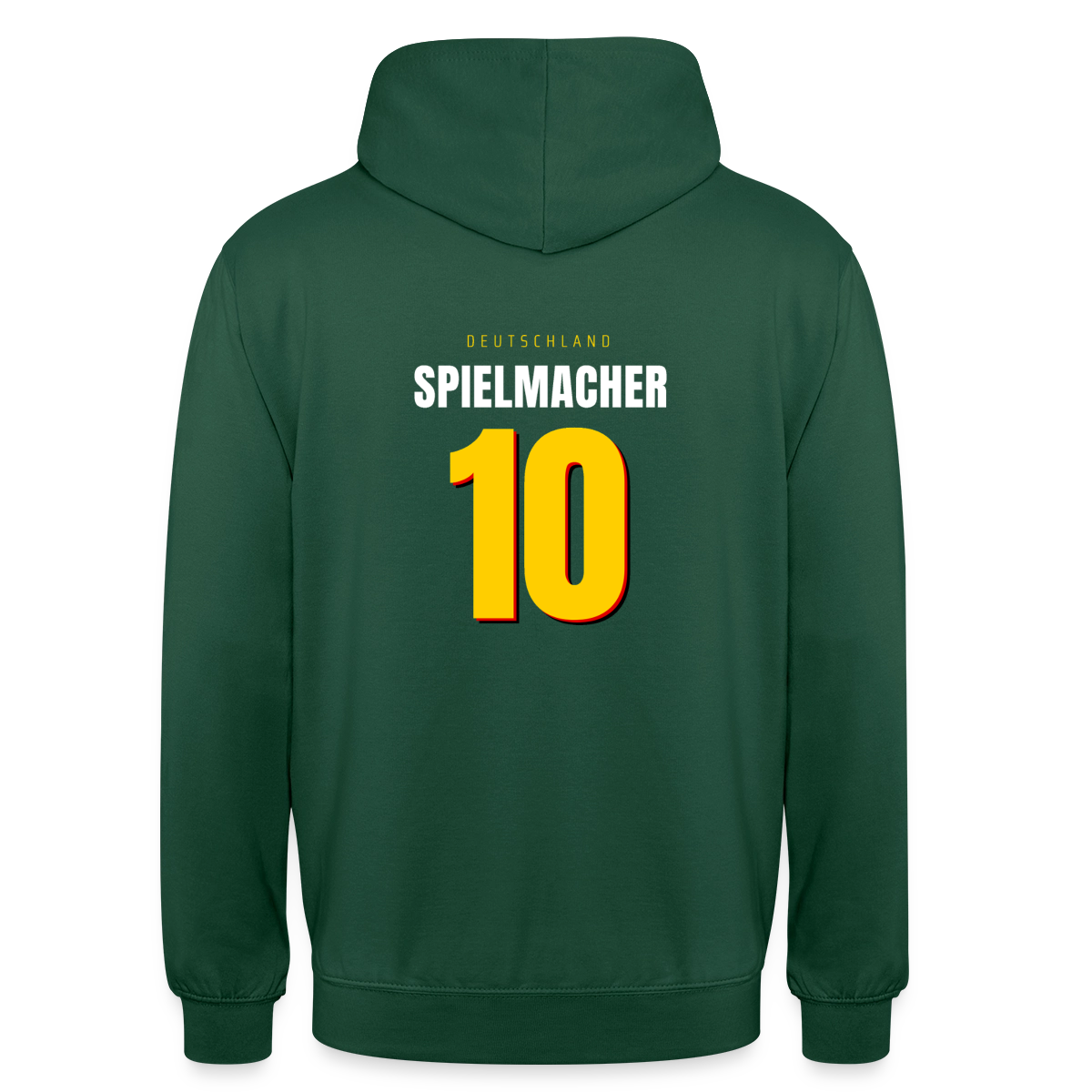 Spielmacher. Trikotnummer-Motiv Motiv-Hoodie unisex, Farbe Flaschengrün