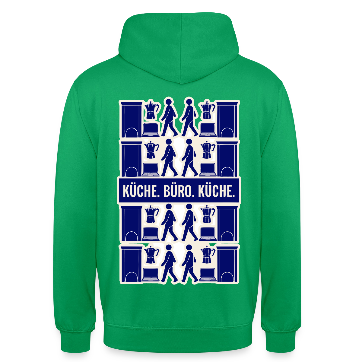 Küche. Büro. Küche. Motiv-Hoodie unisex, Farbe Kelly Green