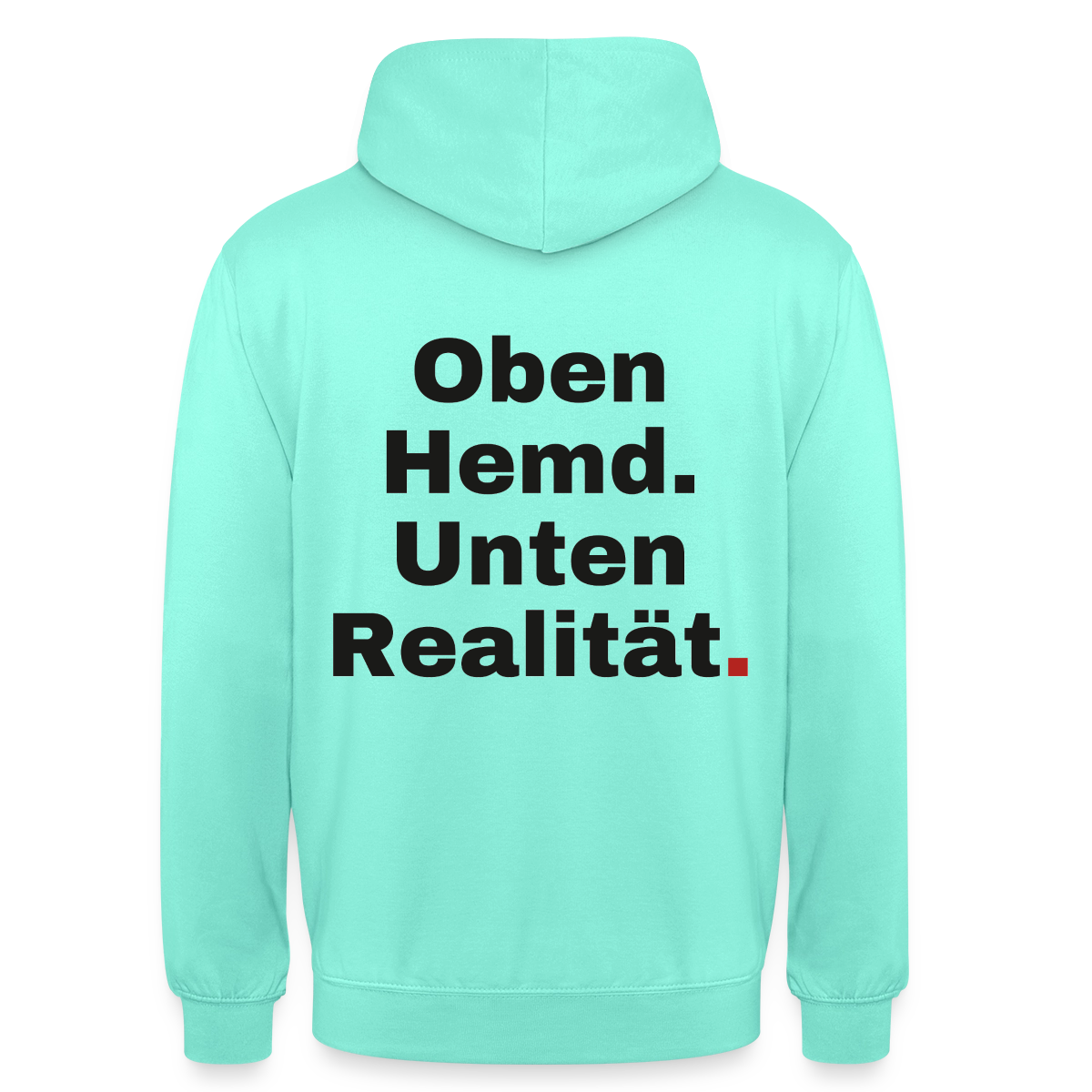 Oben Hemd, unten Realität Motiv-Hoodie unisex, Farbe Mint