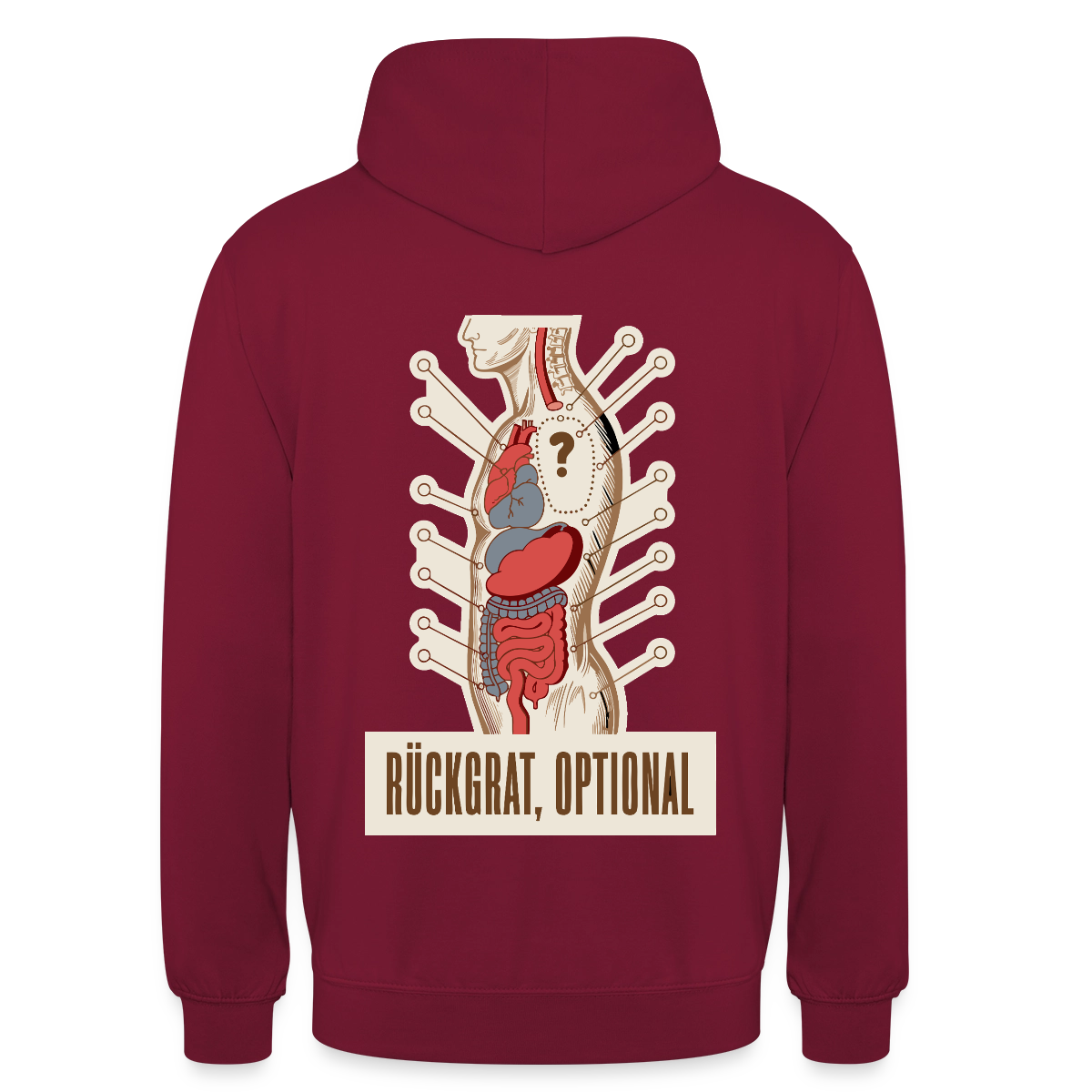 Rückgrat, optional. Anatomie-Motiv Motiv-Hoodie unisex, Farbe Bordeaux