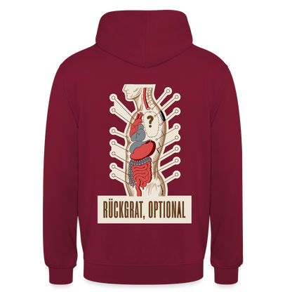 Rückgrat, optional. Anatomie-Motiv Motiv-Hoodie unisex, Farbe Bordeaux