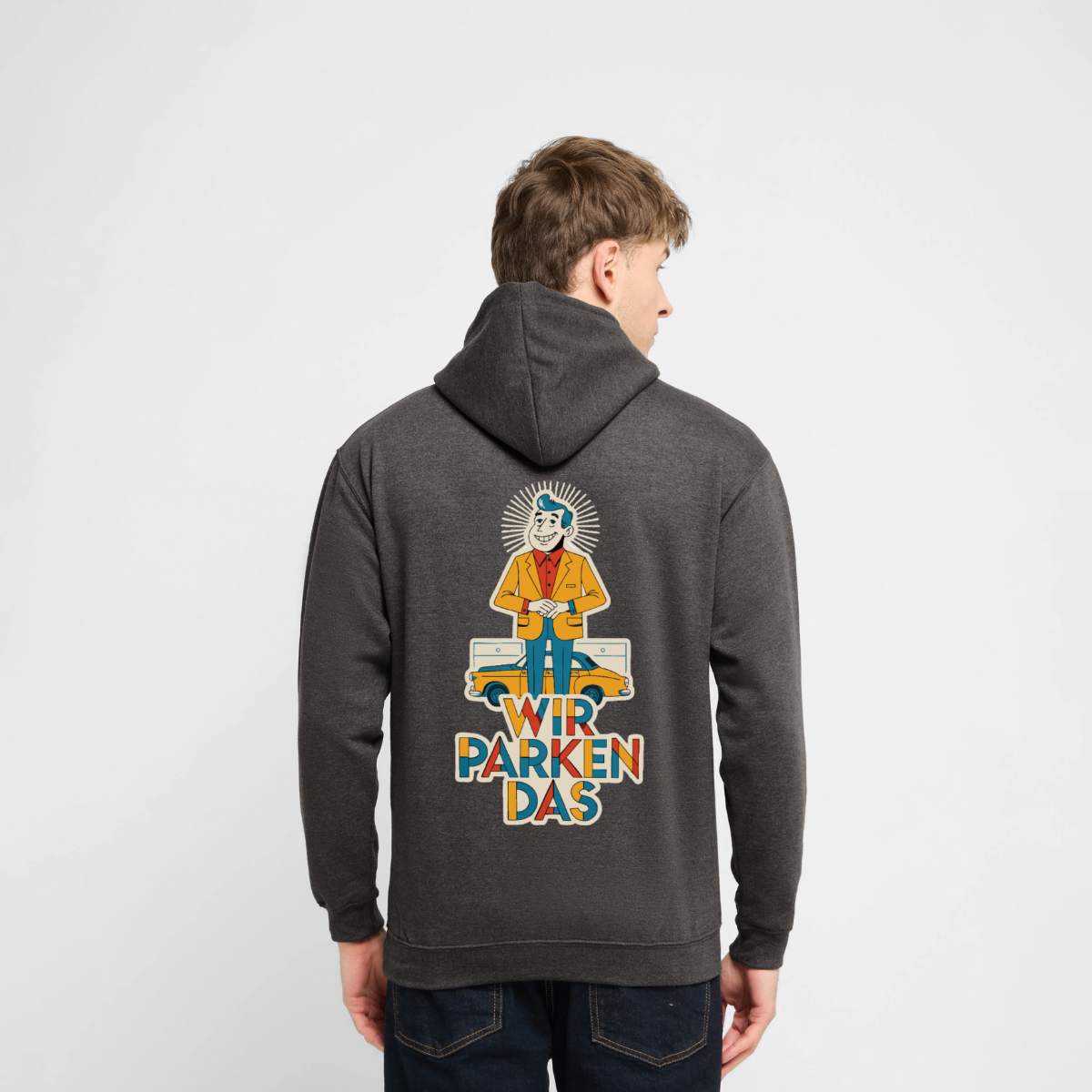 "Wir parken das. Midcentury-Motiv" Motiv-Hoodie unisex, Farbe Anthrazit