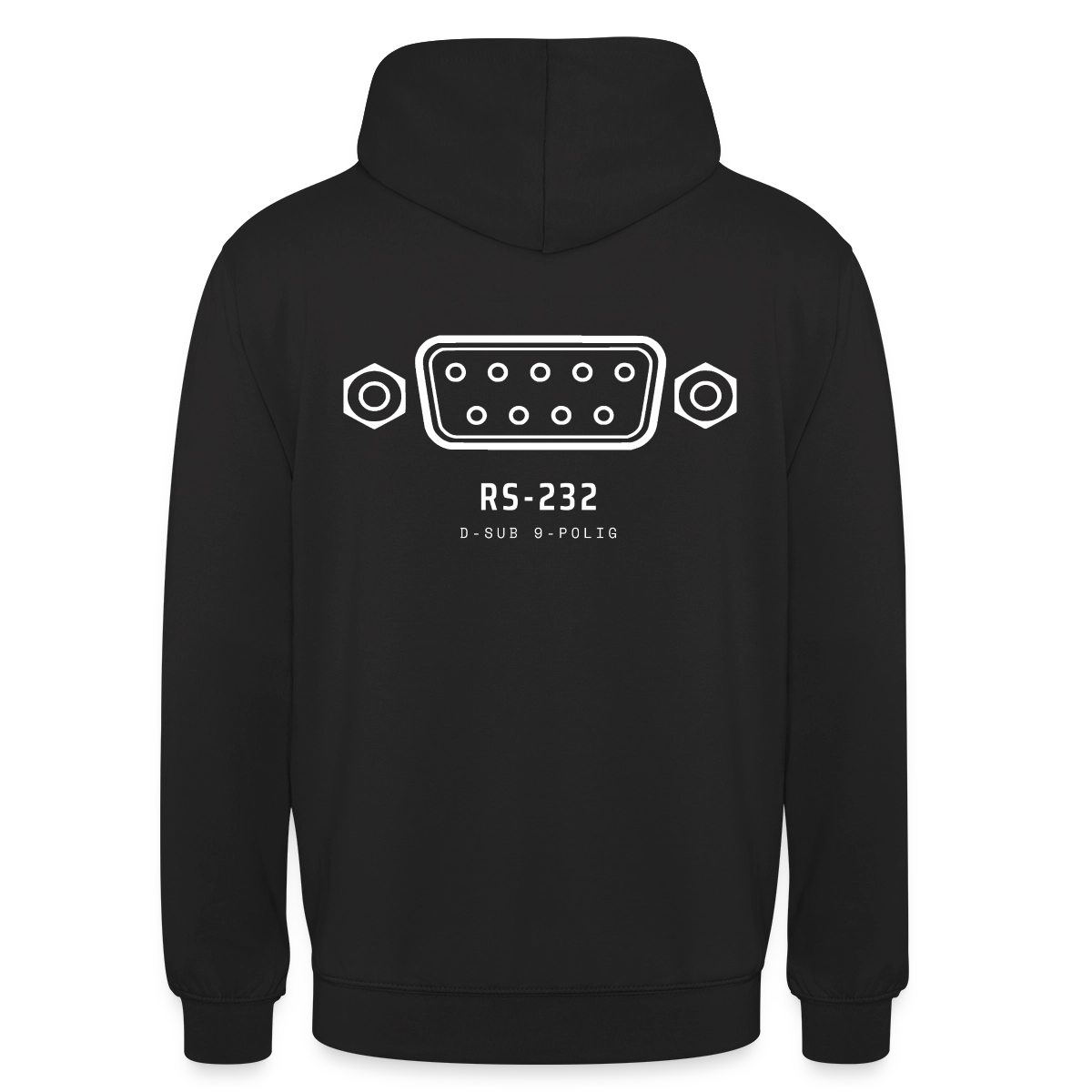 "RS-232, D-Sub 9-polig" Motiv-Hoodie unisex, Farbe Schwarz