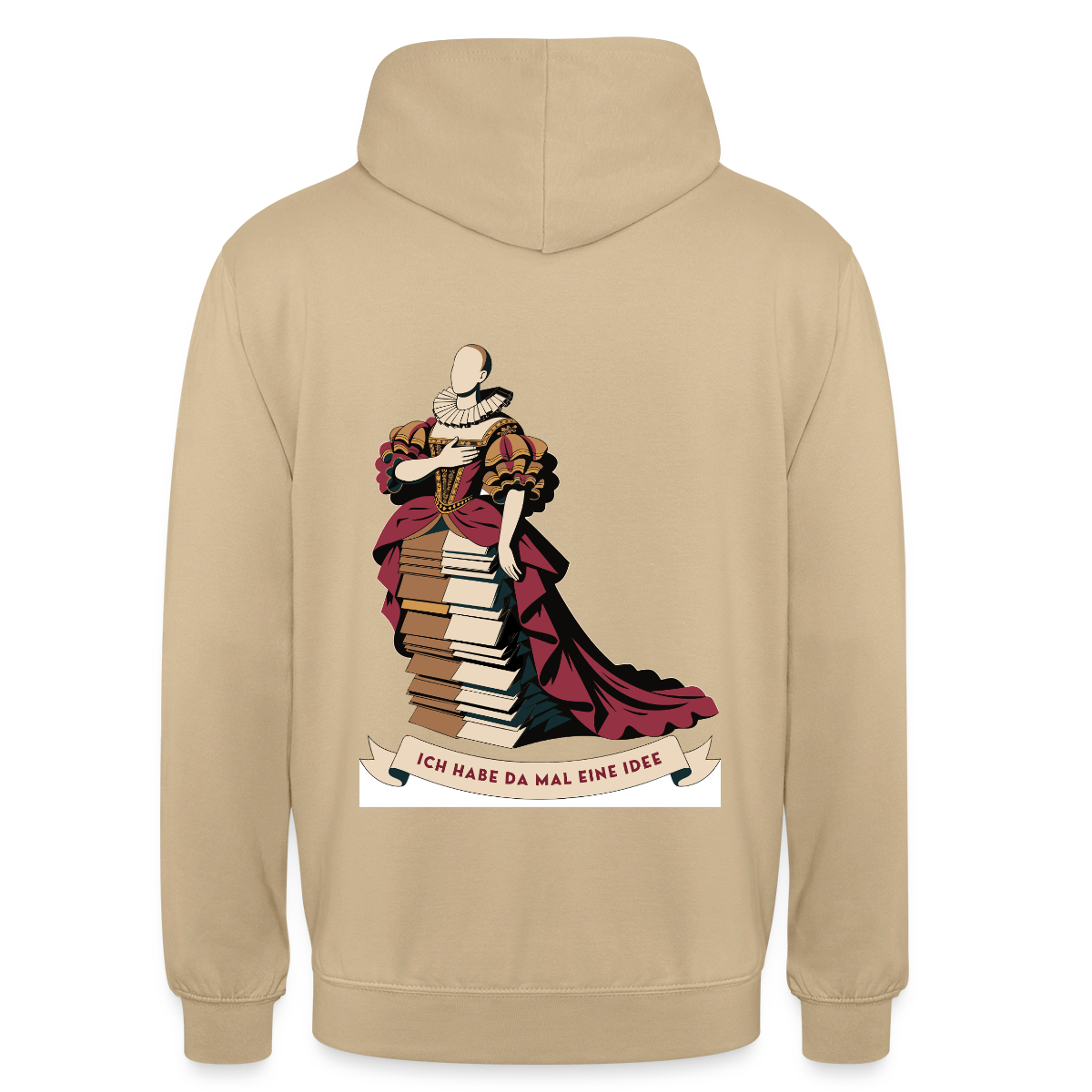 "Ich habe da mal eine Idee. Barock-Motiv" Motiv-Hoodie unisex, Farbe Beige