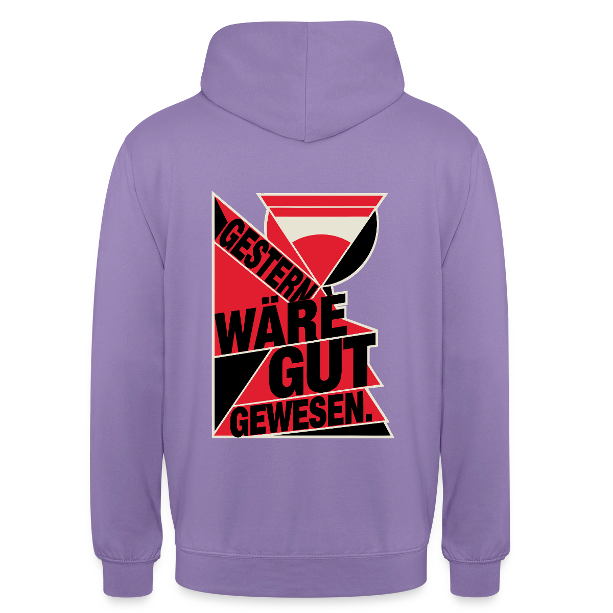 "Gestern wäre gut gewesen. Konstruktivismus-Motiv" Motiv-Hoodie unisex, Farbe Lavendel