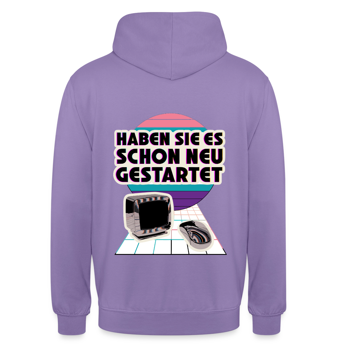 Haben Sie es schon neu gestartet? Vaporwave-Motiv Motiv-Hoodie unisex, Farbe Lavendel