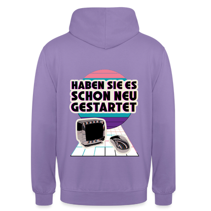 Haben Sie es schon neu gestartet? Vaporwave-Motiv Motiv-Hoodie unisex, Farbe Lavendel